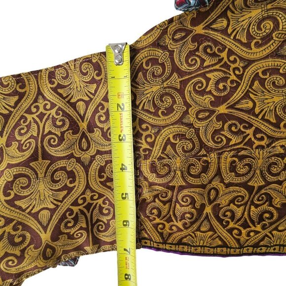 Retro Reversible Halter Crop Top Womens OS Silk Blnd Tie Back Blue Gold - Picture 11 of 11